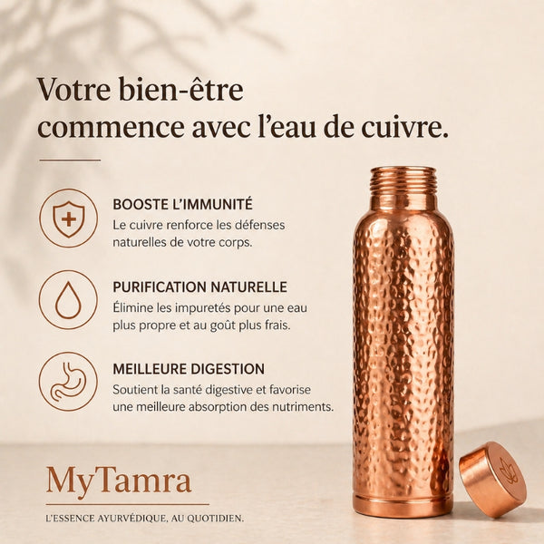 Pure Copper Water Bottle – MyTamra™ | Naturally Purified Water, Plastic Free